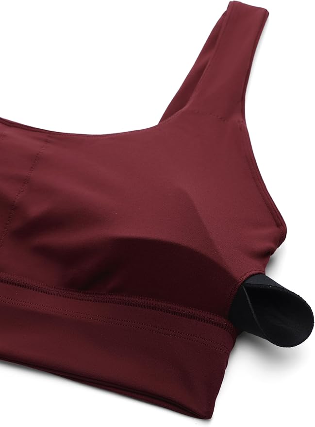 CRZ YOGA Butterluxe U Back Longline Sports Bras for Women - Scoop Neck Padded Yoga Workout Crop Top with Built in Pads