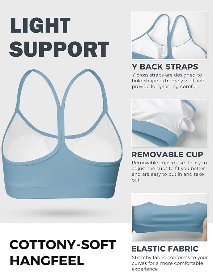 Buauty Sports Bra for Women, Y Back Light Support Workout Bra with Removable Pads for Yoga Pilates Gym