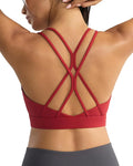 RUNNING GIRL Sports Bras for Women,Strappy Crisscross Back Padded Low Impact Running Sports Bra with Removable Cups