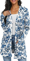 Womens Casual Lightweight with Pocketes Long Sleeve Open Front Cardigan