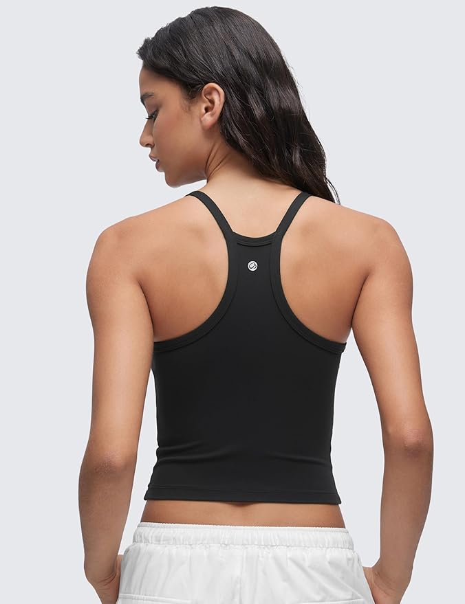 CRZ YOGA Butterluxe Soft Double Lined V Neck Tank Tops for Women - Yoga Casual Camisole Racerback Tight Sleeveless Shirt