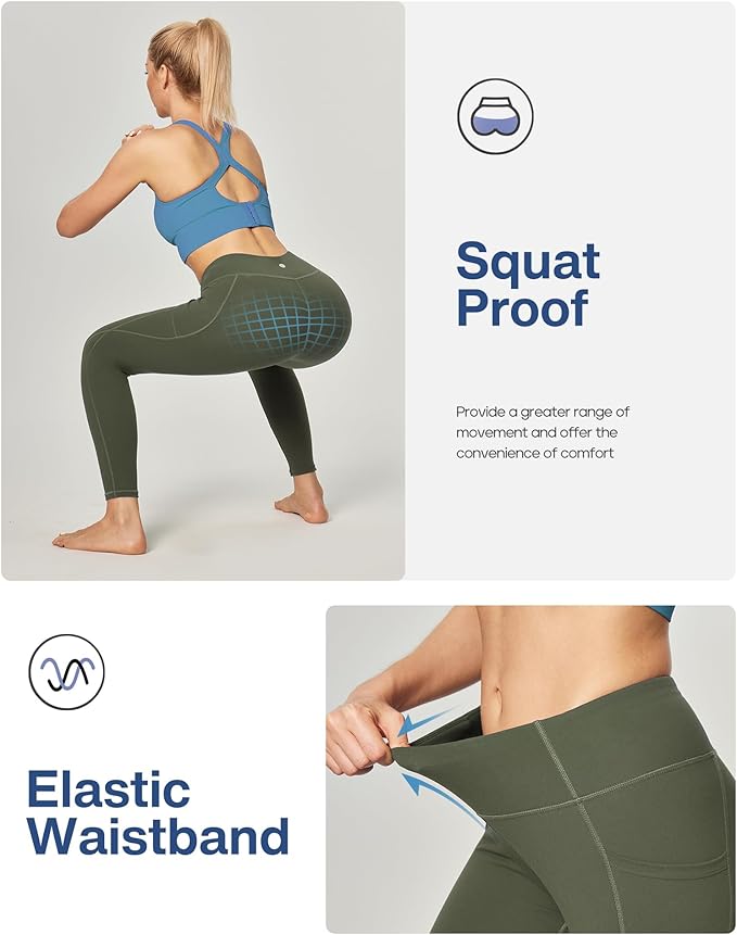 Heathyoga Leggings with Pockets for Women Tummy Control High Waisted Yoga Pants Women Compression Workout Leggings