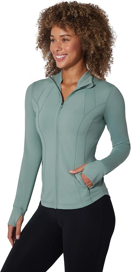 Yogalicious Womens Ultra Soft Lightweight Full Zip Yoga Jacket with Pockets