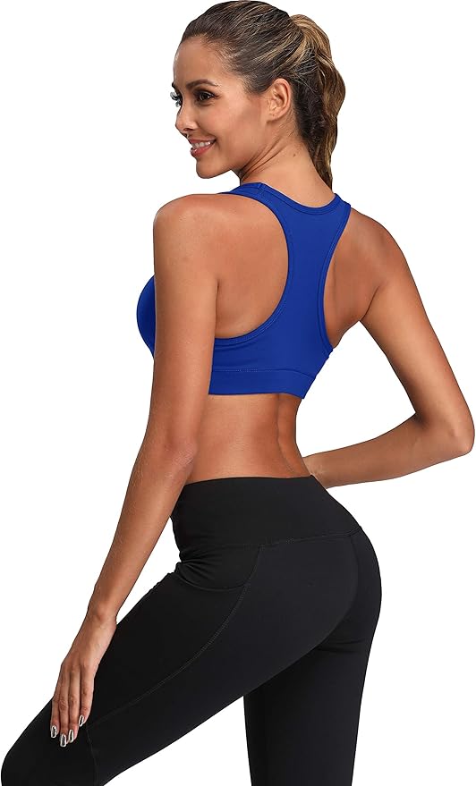 Oalka Women's Racerback Sports Fitness Support Workout Running Bras