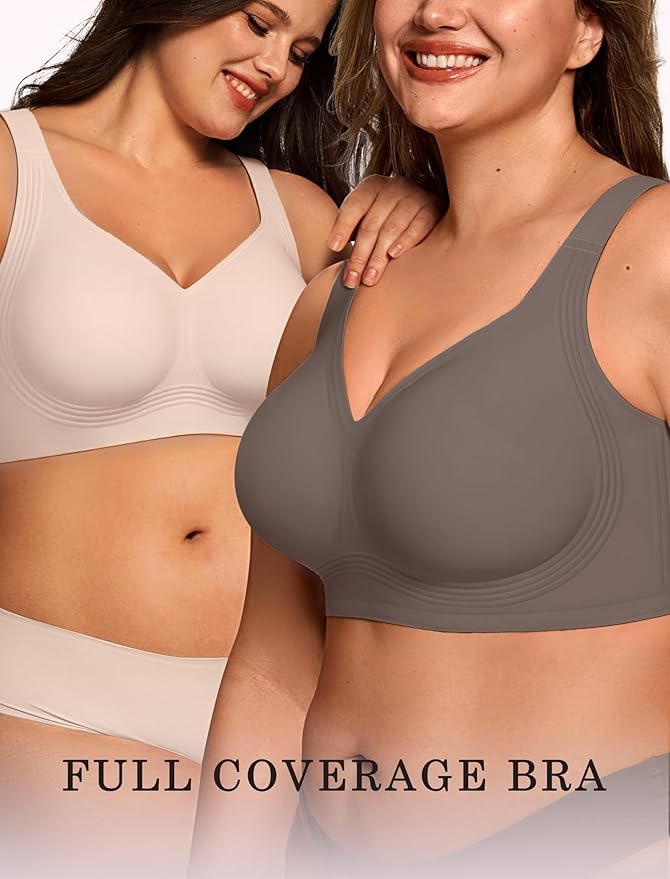 OEAK Womens Wireless Jelly Bra Plus Size Supportive Seamless Bras Full Coverage Push Up Comfortable No Underwire Tshirt Bras