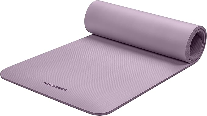 Retrospec Solana Yoga Mat Thick 1/2in Non-Slip Workout Mat with Nylon Strap - 72x24in Exercise Mat for Pilates, Stretching & Fitness - BPA Free, Easy Clean