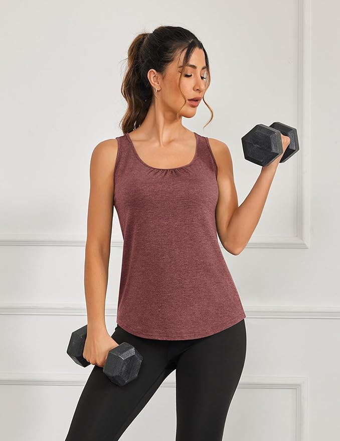 PINSPARK Workout Tops for Women Racerback Tank Tops Sleeveless Athletic Running Shirts Lightweight Yoga Gym Tank,2 Pack S-3XL