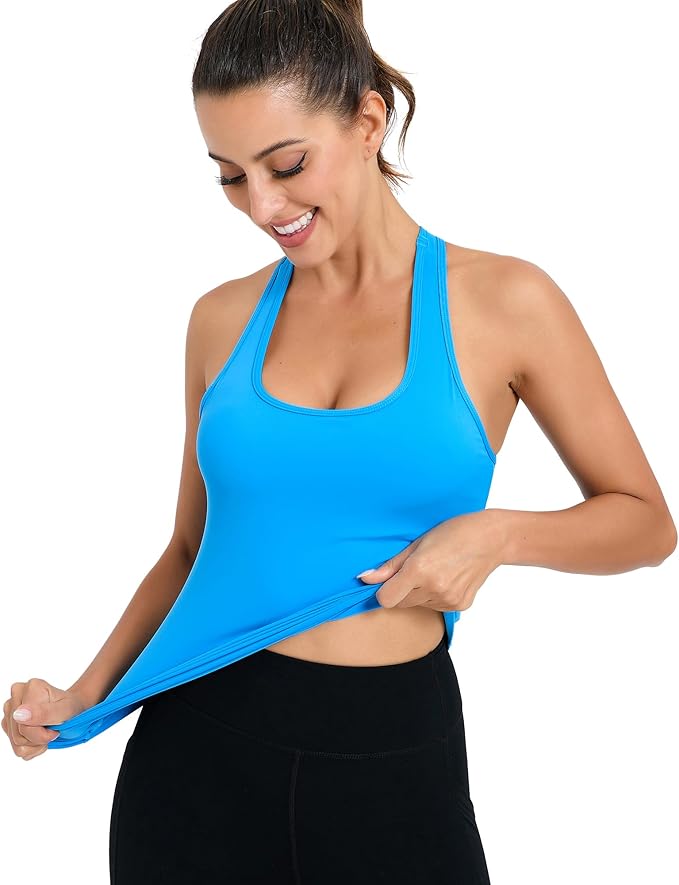 RUNNING GIRL Workout Tank Tops with Built in Bras for Women,Compression Shirt Strappy Back Athletic Yoga Tops