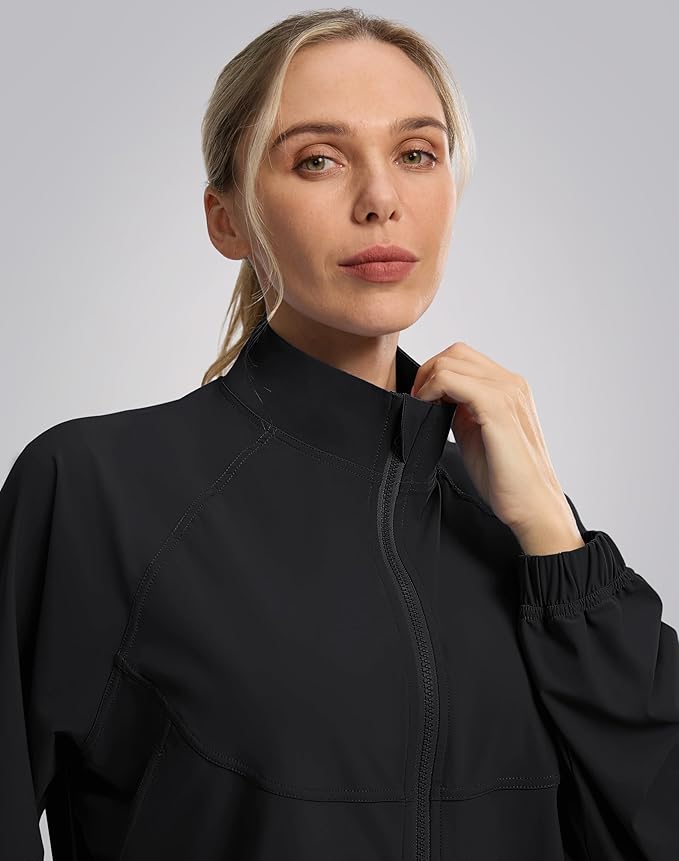 Soothfeel Women's Athletic workout Jacket Lightweight UPF 50+ Long Sleeve Sun Protection Shirts Zip Up Cropped Hiking Tops