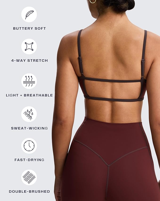 Aoxjox Women's Color Block Workout Sports Bras Fitness Lexi Lined Strappy Bra Athletic Yoga Crop Tank