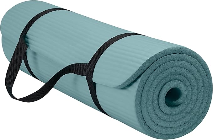 Gaiam Yoga Mat, Pilates & Exercise Mat, Thick 2/5" (10mm) Workout Mat with Easy-Cinch Carrying Strap for Home & Gym Workouts