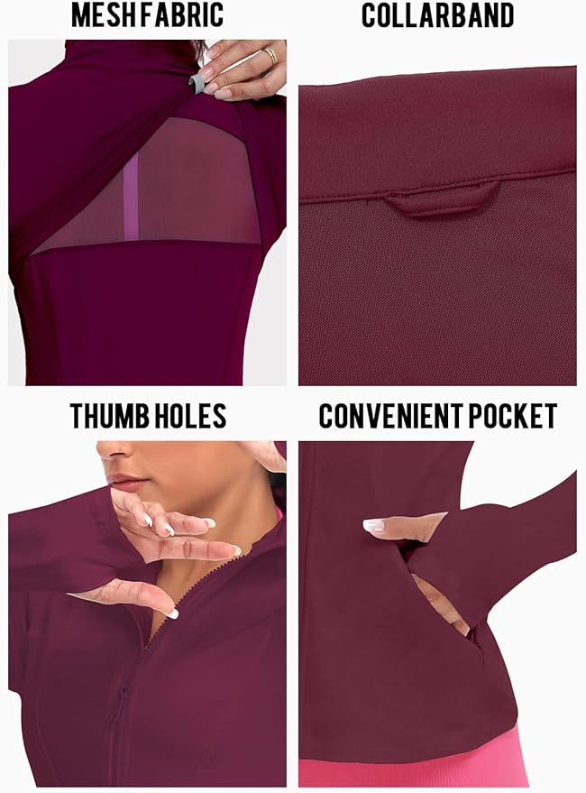 VUTRU Women's Workout Yoga Jacket Full Zip Running Athletic Track Jacket