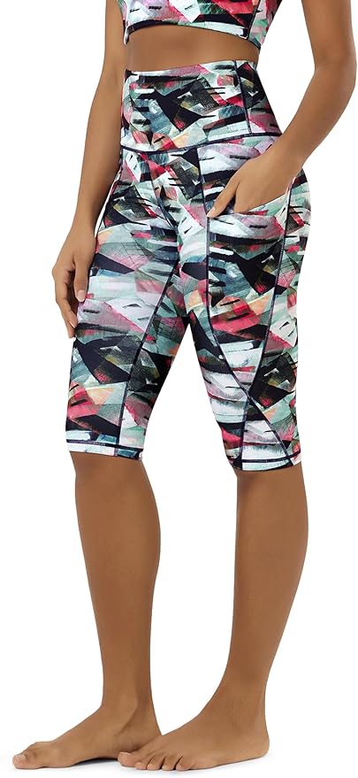 ODODOS Women's High Waisted Yoga Capris with Pockets, Tummy Control Non See Through Workout Athletic Running Capri Leggings