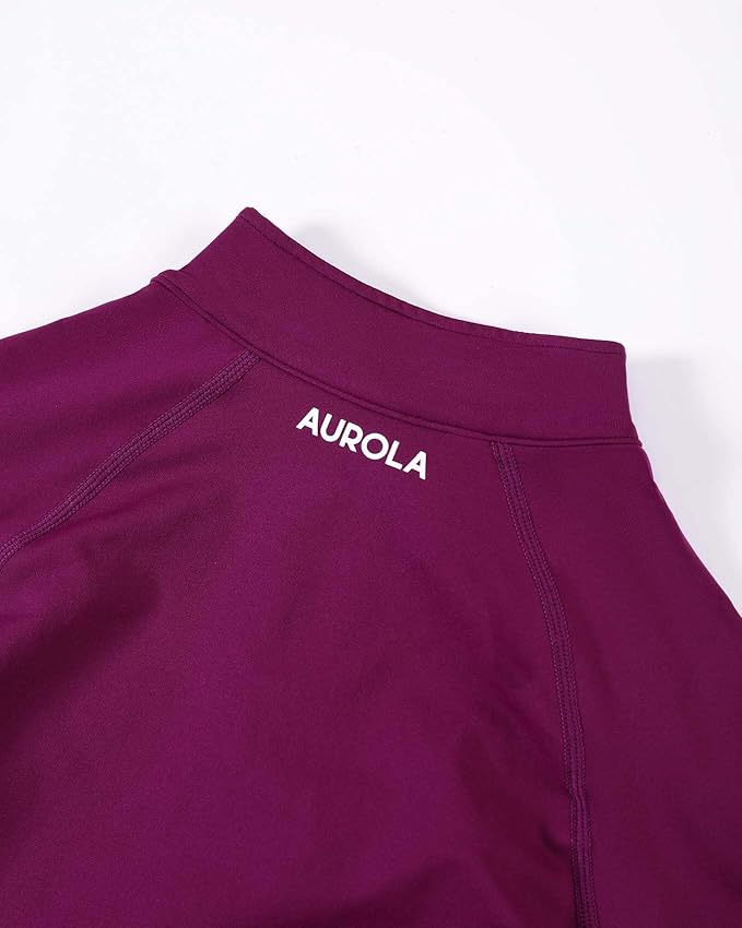 AUROLA Influence Workout Jacket for Women, Half Zip Cropped Slim Fit Long Sleeve Yoga Jackets Athletic Top with Thumb Holes
