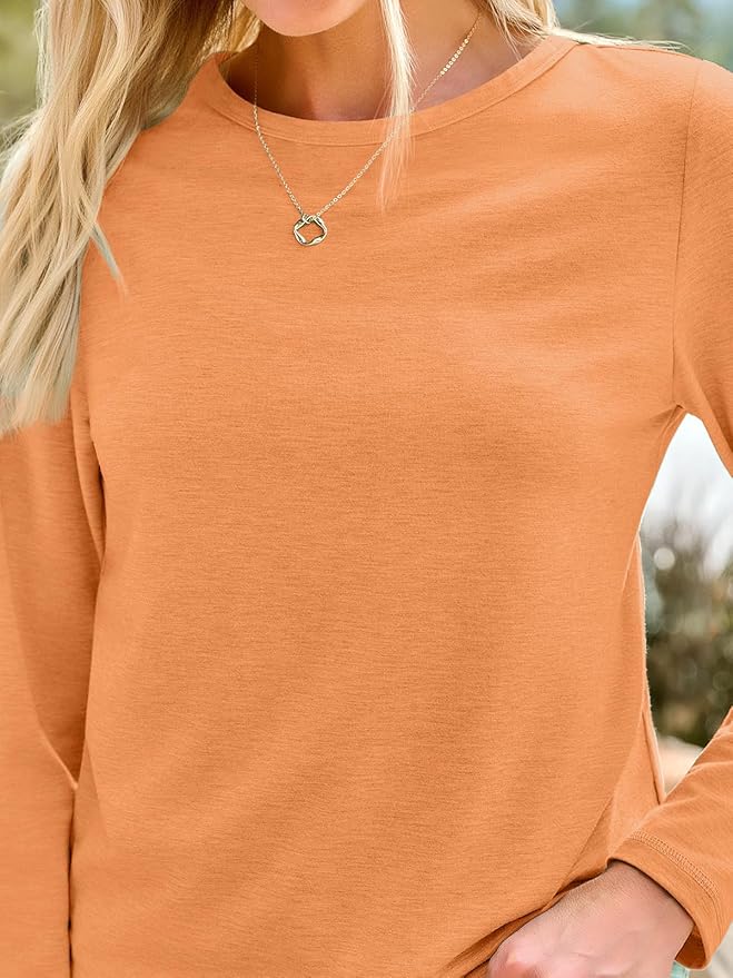 AUTOMET Women‘s Basic Long Sleeve Crewneck, Plus Size Winter & Spring Top, Casual Fall Tee for Teacher & Everyday Outfits