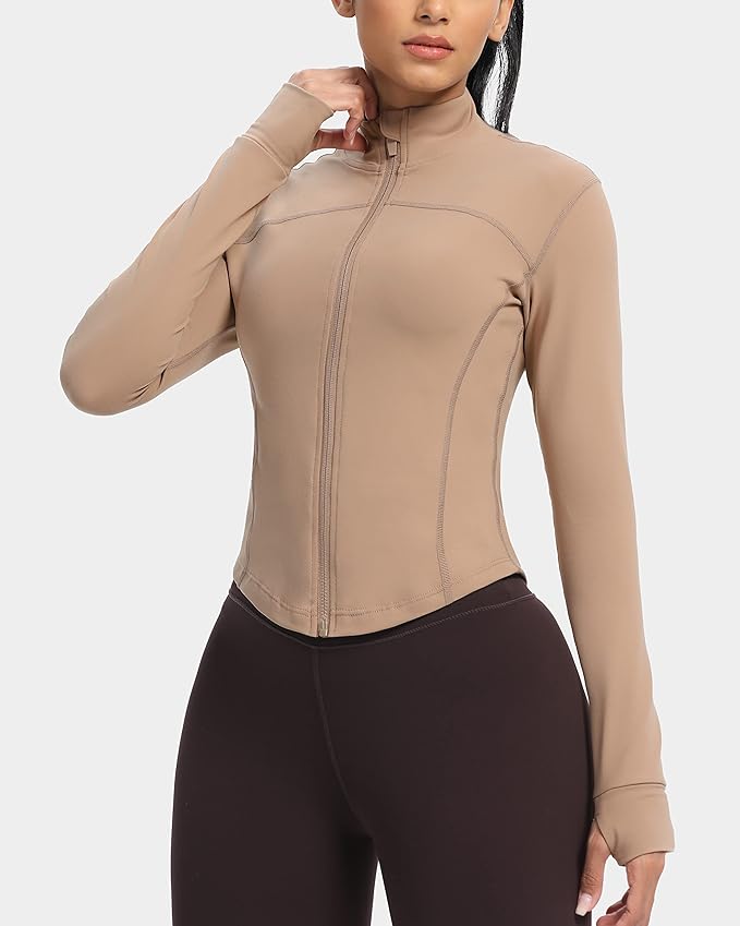 GYM RAINBOW Womens Zip Up Workout Jakcets Lightweight Slim Fit Running Athletic Jackets with Thumb Holes