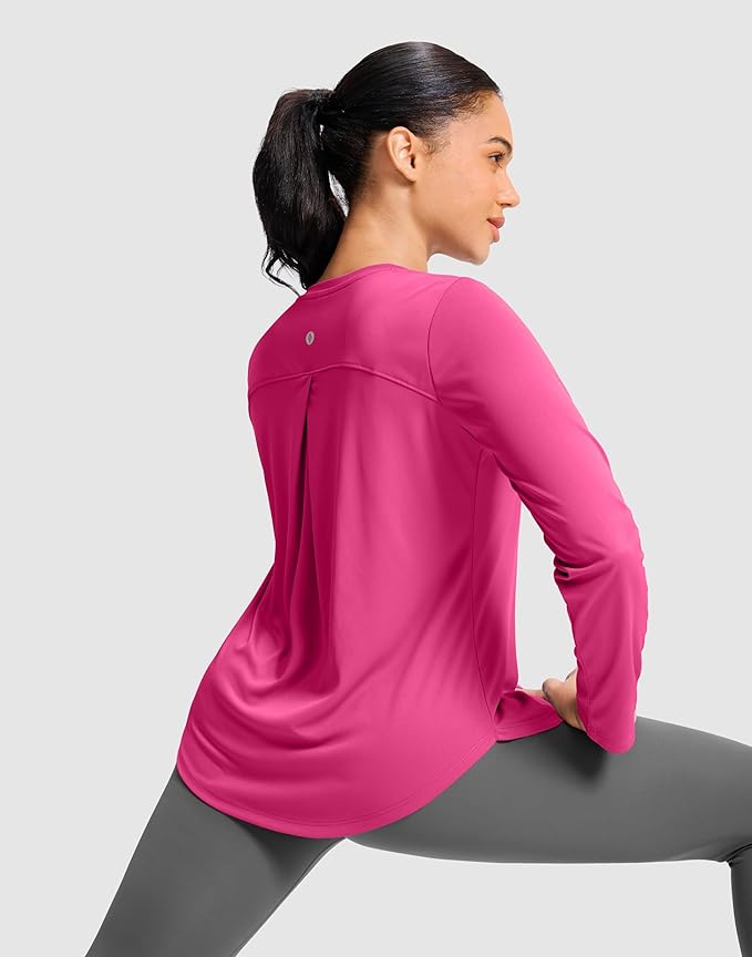 SANTINY Lightweight Long Sleeve Workout Tops for Women Breathable Gym Yoga Athletic Running Hiking Top UPF 50+ Sun Shirts