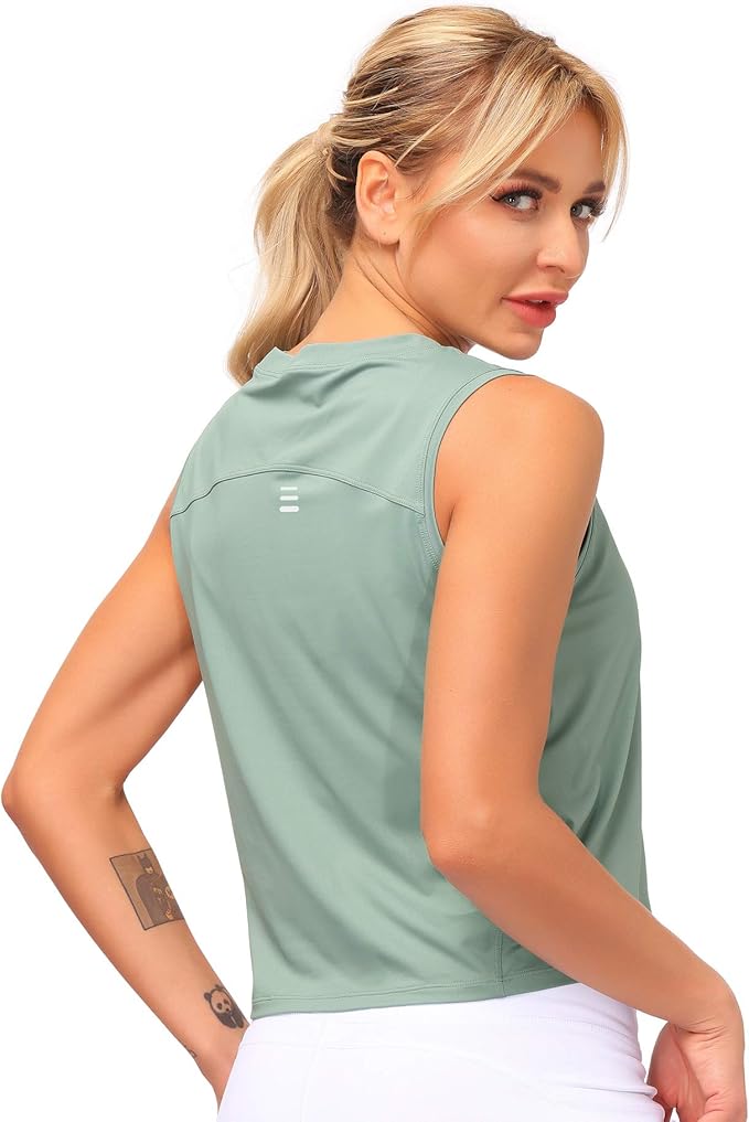 Dragon Fit Womens Ice Silk Workout Tank Tops Sleeveless Cropped Yoga Shirt for Running Gym Summer