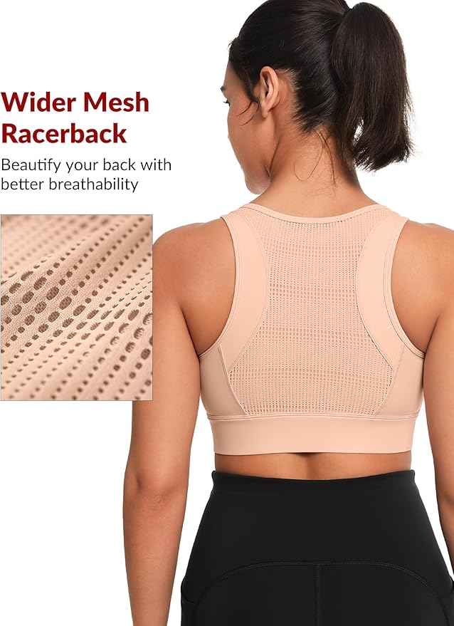 Yvette Front Closure Sports Bras for Women High Support Large Bust Supportive Sports Bra High Impact for Running