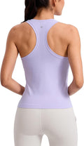 CRZ YOGA Seamless Workout Tank Tops for Women - Athletic Running Gym Sleeveless Shirts Crewneck Racerback Breathable
