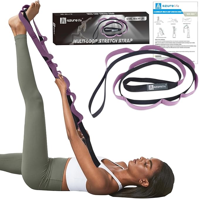 Premium Durable Stretch Straps with Loops, Stretching Strap for Physical Therapy, Multi-Loop Yoga Strap Fitness Exercise Strap for Yoga, Pilates, Dance, Flexibility&Exercise