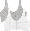 Fruit of the Loom Women's 96014PK Comfort Cotton Blend Front Close Sports Bra 2 Pack