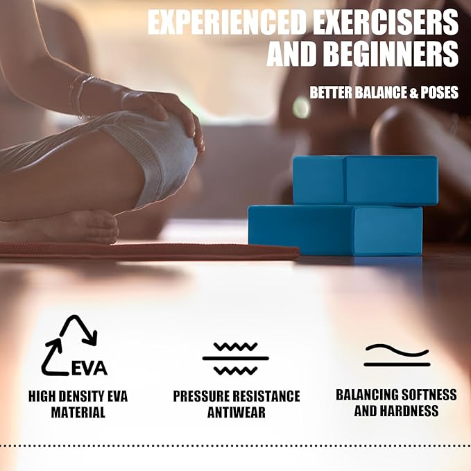 2 Pcs Yoga Blocks, 9"x6"x3" Foam Blocks Yoga Props for Pilates Stretching and Meditation Exercise Blocks Lightweight Yoga Essentials