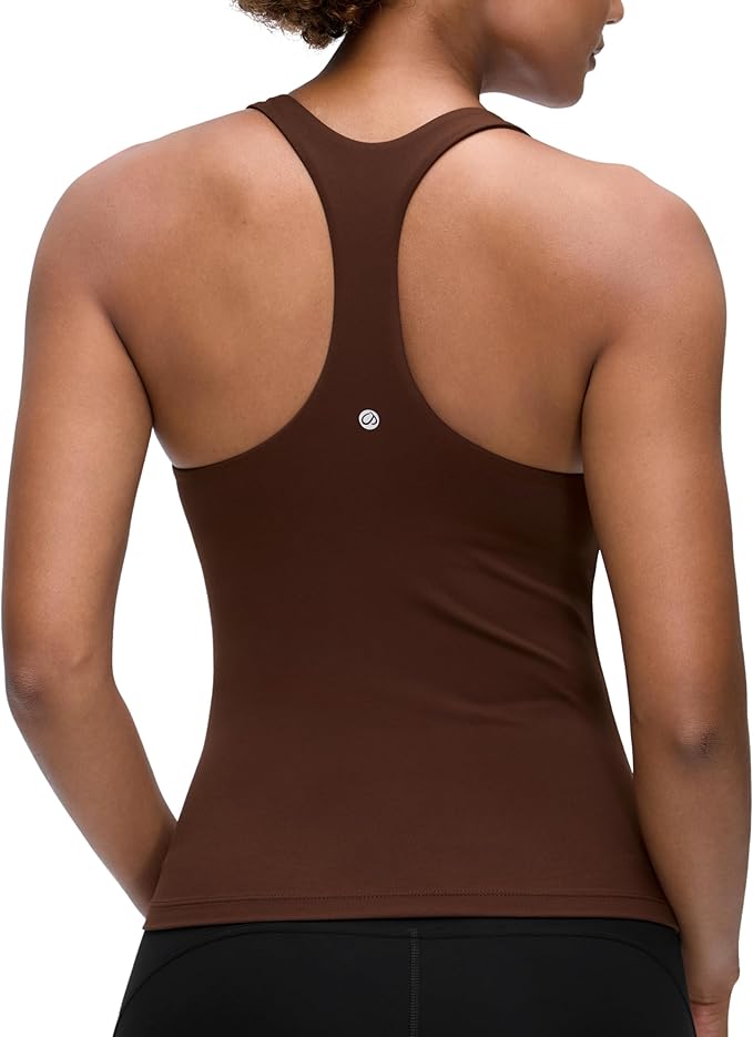 CRZ YOGA Butterluxe Workout Racerback Tank Tops for Women - Padded Athletic Spandex Yoga Shirts with Built in Bra