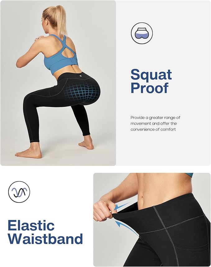Heathyoga Leggings with Pockets for Women Tummy Control High Waisted Yoga Pants Women Compression Workout Leggings