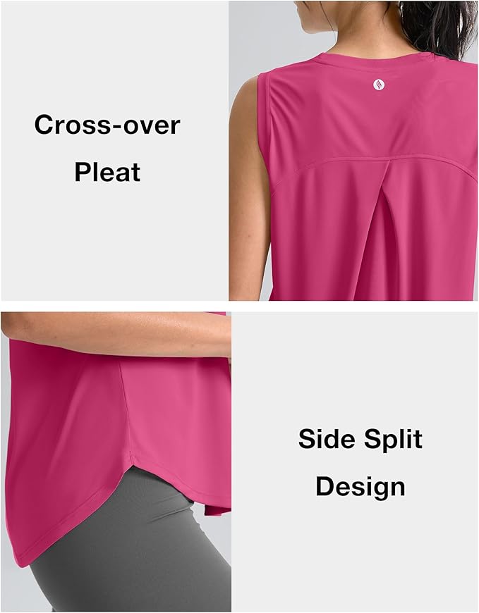 SANTINY Women's Sleeveless Workout Tops Breathable Lightweight Active Tennis Yoga Shirts Athletic Running Tank Tops for Women