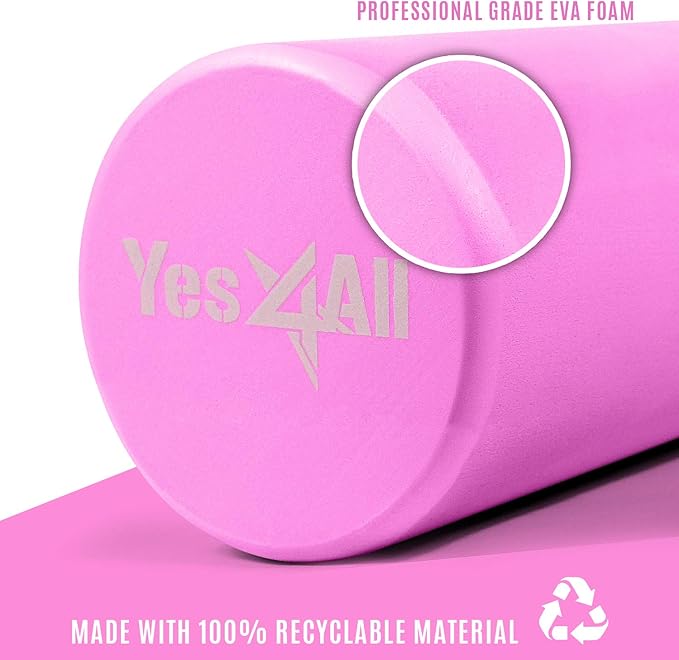 Yes4All EVA Firm Foam Rollers for Yoga & Pilates, Available in 12, 18, 24, 36 inch, Yoga Roller for Massage, Stretching, Core Strengthening