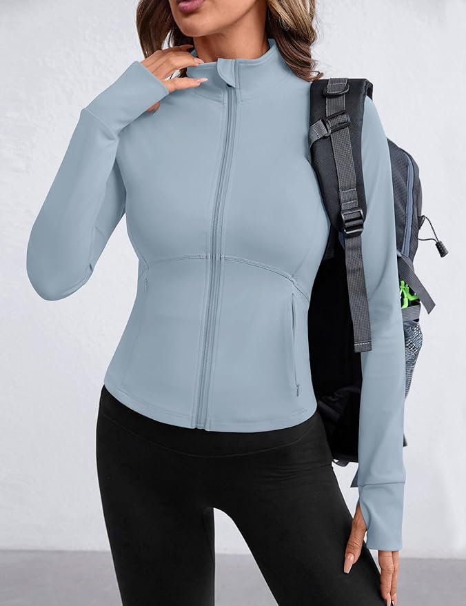 Avoogue Women Lightweight Active Jacket Full Zip Workout Running Yoga Athletic Outerwear with Pockets