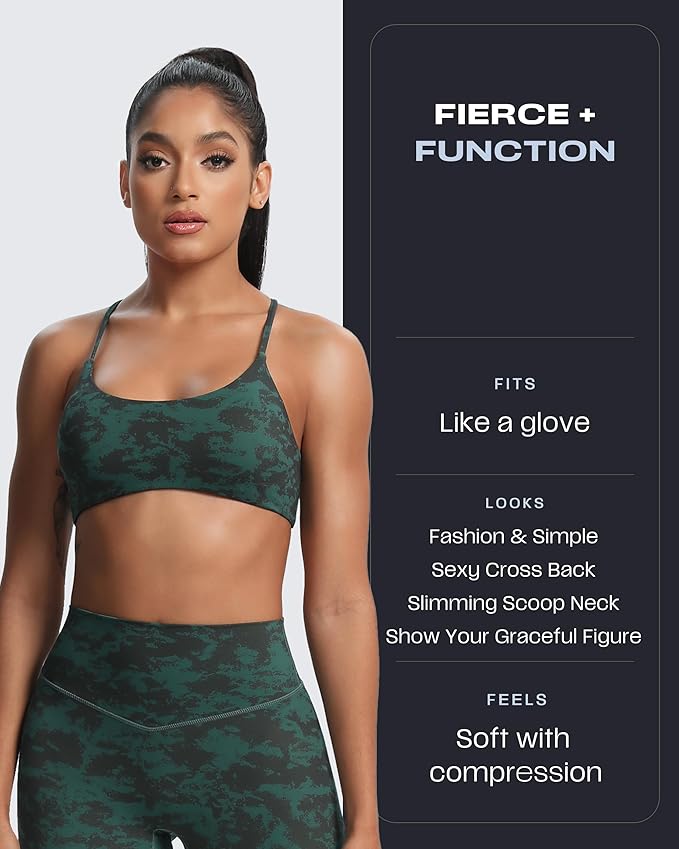 Aoxjox Women's Workout Sports Bras Fitness Trinity Ivy Low Impact Bra Yoga Crop Tank