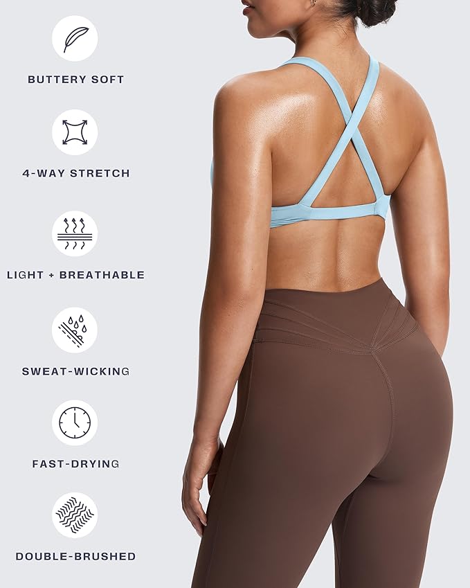 Aoxjox Women's Workout Sports Bras Fitness Satara Low Impact Bra Yoga Crop Tank