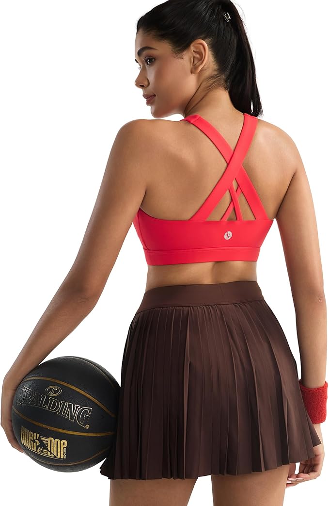 RUNNING GIRL Sports Bras for Women,Padded Strappy Sports Bras Criss-Cross Back Medium Support Sports Bras with Removable Cups