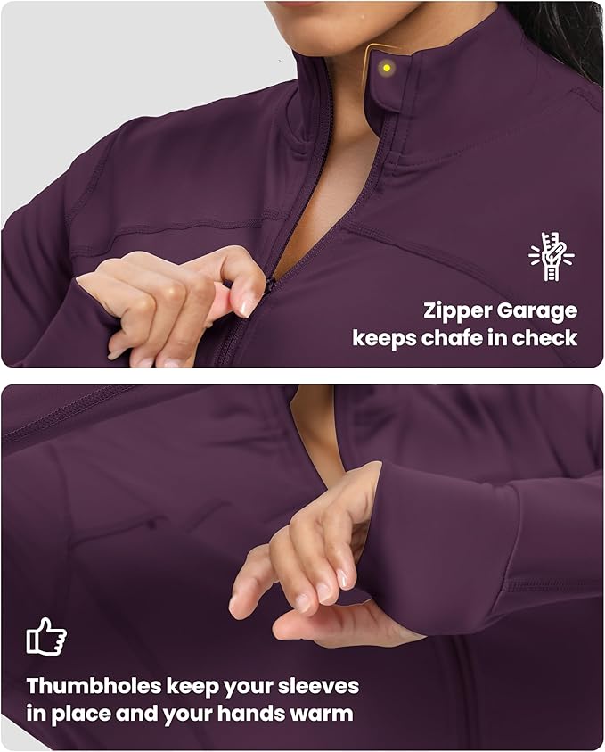 GYM RAINBOW Womens Zip Up Workout Jakcets Lightweight Slim Fit Running Athletic Jackets with Thumb Holes