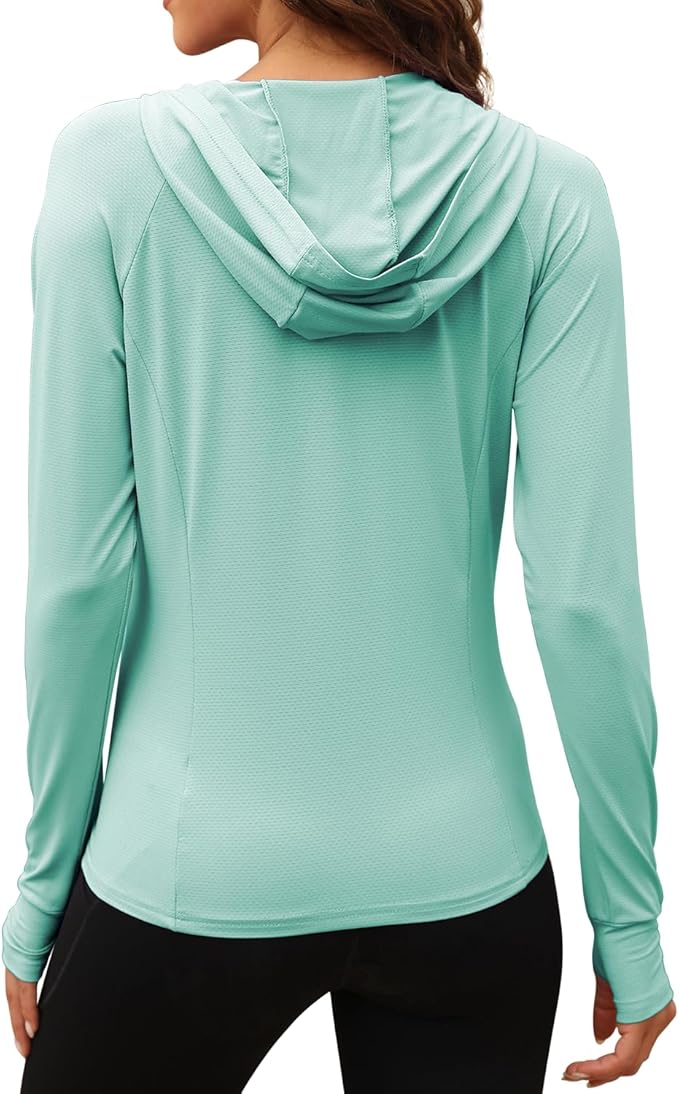 We1Fit Women's UPF 50+ Sun Protection Jacket Hoodie Sun Shirts Hiking Running Athletic Shirt