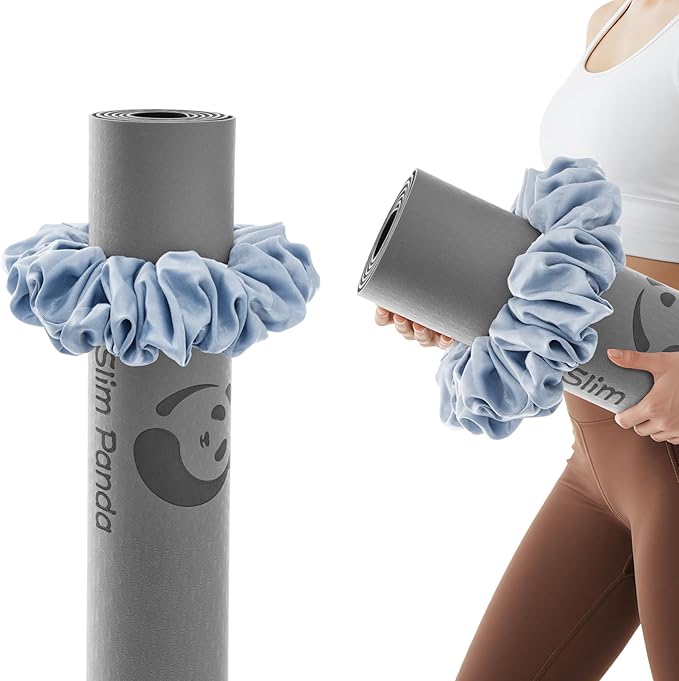 Slim Panda Yoga Mat Scrunchie,Style & Cute Mat Holder,Stretchable Velvet Fabric Fit All Standard Yoga Mats (mat not included)