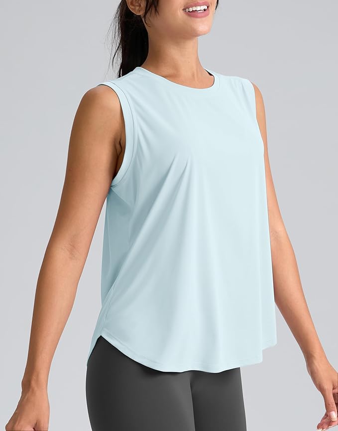 SANTINY Women's Sleeveless Workout Tops Breathable Lightweight Active Tennis Yoga Shirts Athletic Running Tank Tops for Women