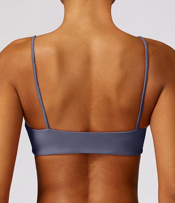 Comper Women's Sports Bra with Thin Straps Stretchy Wirefree Workout Bras Lightweight Workouts Bralette with Removable Pads