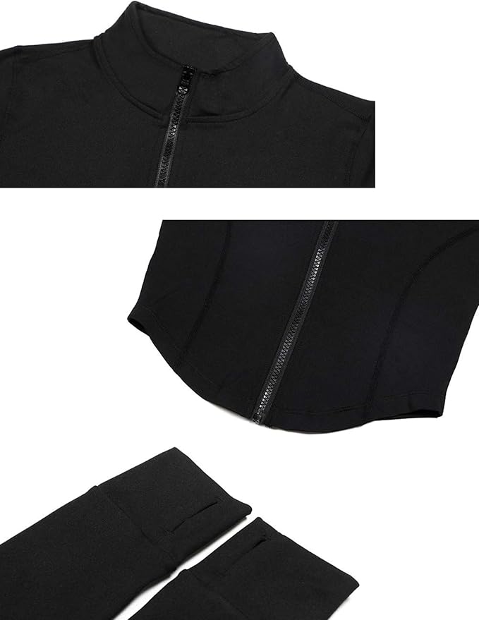 Lviefent Womens Lightweight Full Zip Running Track Jacket Workout Slim Fit Yoga Sportwear with Thumb Holes