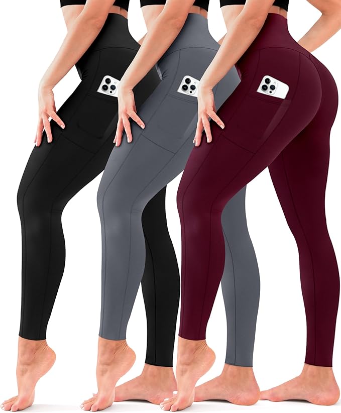 3 Pack Leggings for Women-No See-Through High Waisted Tummy Control Yoga Pants Workout Running Legging
