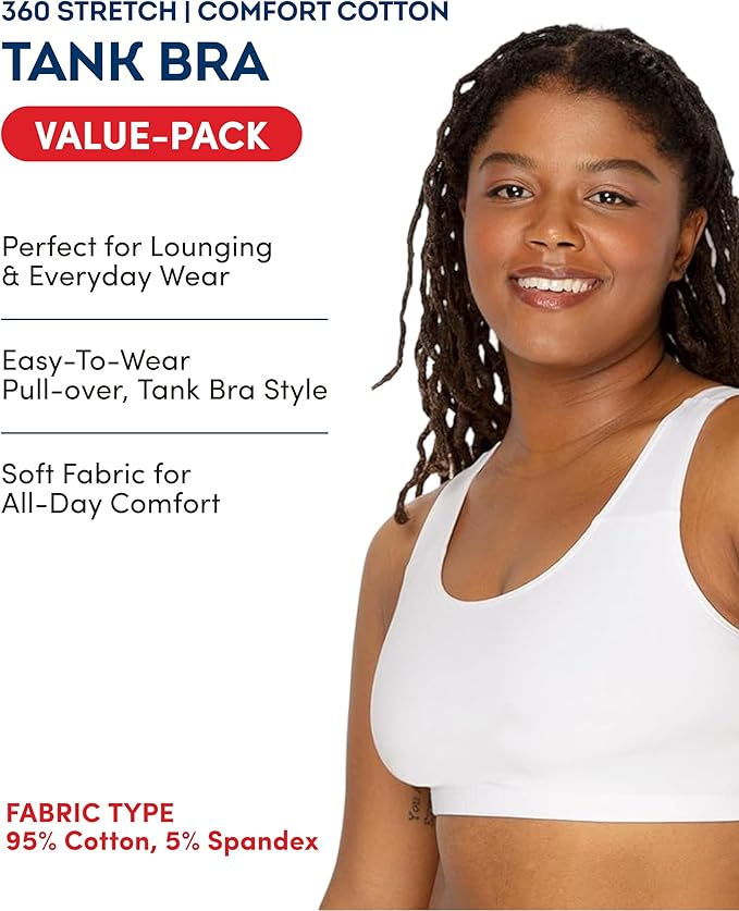Fruit of the Loom Women's Built Up Tank Style Sports Bra Value Pack