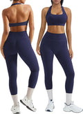 OMKAGI 2 Piece Workout Sets for Women Halter Sports Bras Gym Sets Booty Leggings Outfits
