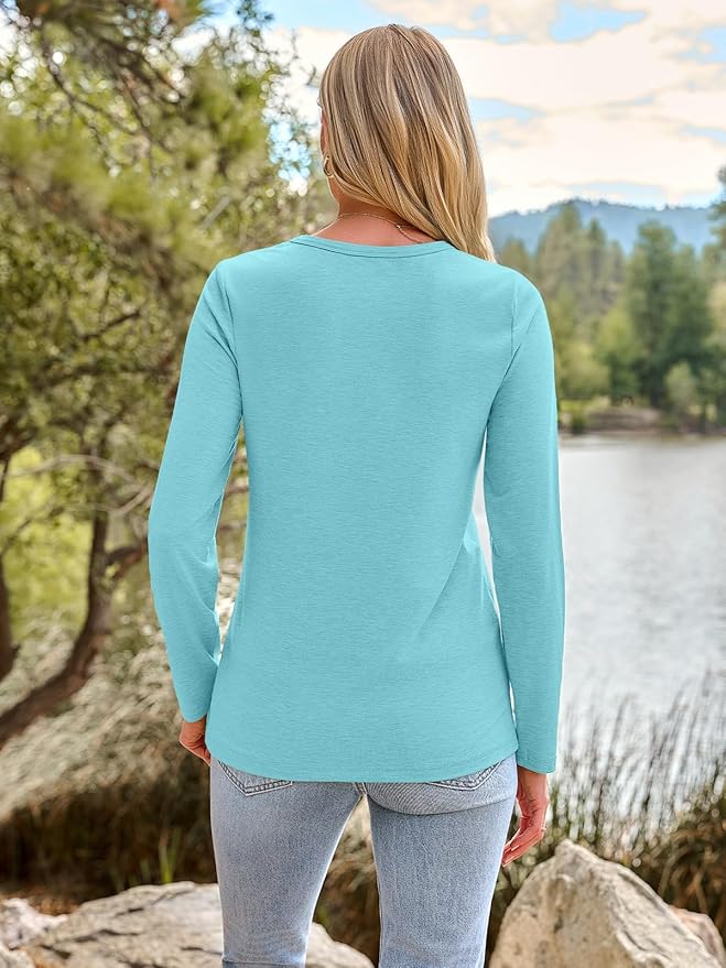 AUTOMET Women‘s Basic Long Sleeve Crewneck, Plus Size Winter & Spring Top, Casual Fall Tee for Teacher & Everyday Outfits