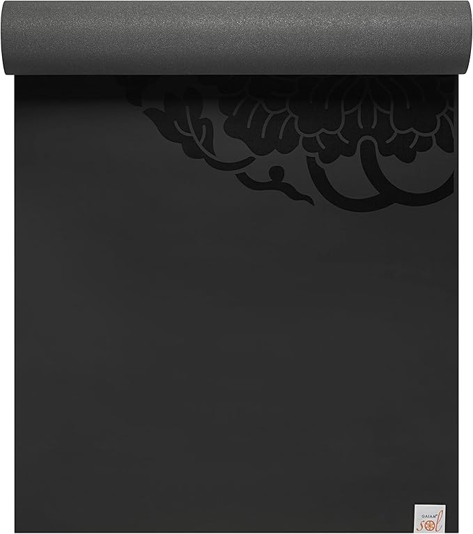 Gaiam Dry-Grip Yoga Mat - 5mm Thick Non-Slip Exercise & Fitness Mat for Standard or Hot Yoga, Pilates and Floor Workouts - Cushioned Support, Non-Slip Coat - 68 x 24 Inches