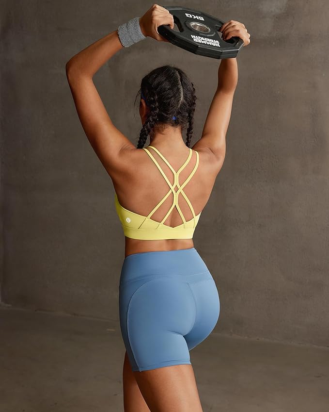 RUNNING GIRL Sports Bras for Women,Strappy Crisscross Back Padded Low Impact Running Sports Bra with Removable Cups