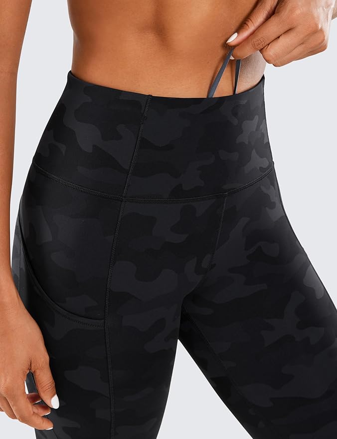 CRZ YOGA Naked Feeling Workout Leggings Pockets 25'' - High Waisted Womens Yoga Pants Running Tights
