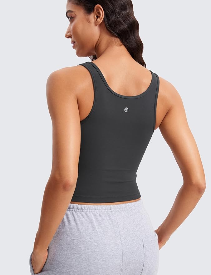 CRZ YOGA Butterluxe Double Lined Tank Tops for Women - Workout Casual Scoop Neck Racerback Crop Sleeveless Shirt