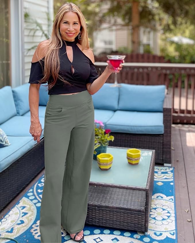 Promover Wide Leg Pants Woman Yoga Pants with Pockets Stretch Loose Casual Lounge Sweatpants Petite/Regular/Tall